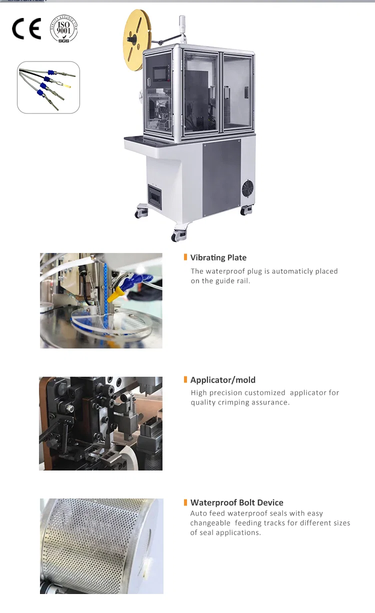 Semi automatic wire stripping seal insertion terminal crimping machine , sheathed cable seal loading machine Ημιαυτόματη μηχανή πτύχωσης ακροδεκτών εισαγωγής σφραγίδων απογύμνωσης καλωδίων, μηχανή φόρτωσης σφραγίδων καλωδίων με επένδυση