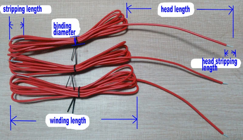 sample of Full automatic Power cord cable cutting stripping winding binding machine WPM-CRT-03M, Cable Cut Strip Winding Binding Machine, Automatic Cut Strip Binding Machine, Power Cord Cable Binding Machine